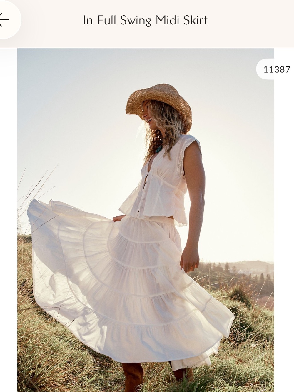 Free People White Tiered Maxi Skirt - Boho Ruffled Silhouette